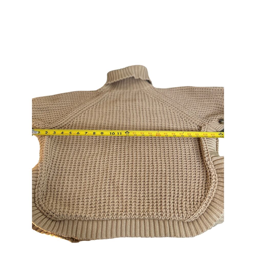 J. CREW Women's Turtleneck Cotton Poncho Sweater Tan Size XS/S Preppy - Picture 8 of 10